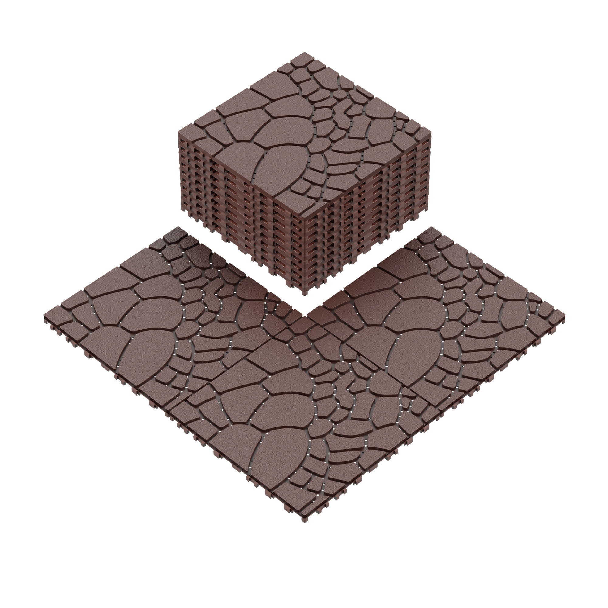 Stone Texture Patio Deck Tiles, 44 Pieces