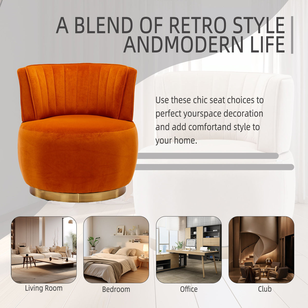 360 Degree Swivel Cuddle Barrel Accent Sofa Chair