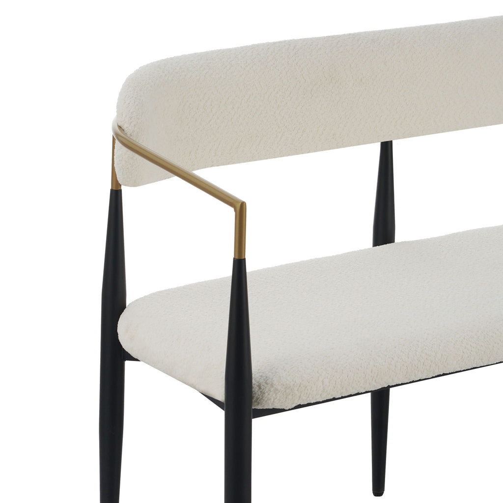 Modern Upholstered Loveseat Settee With Iron Frame