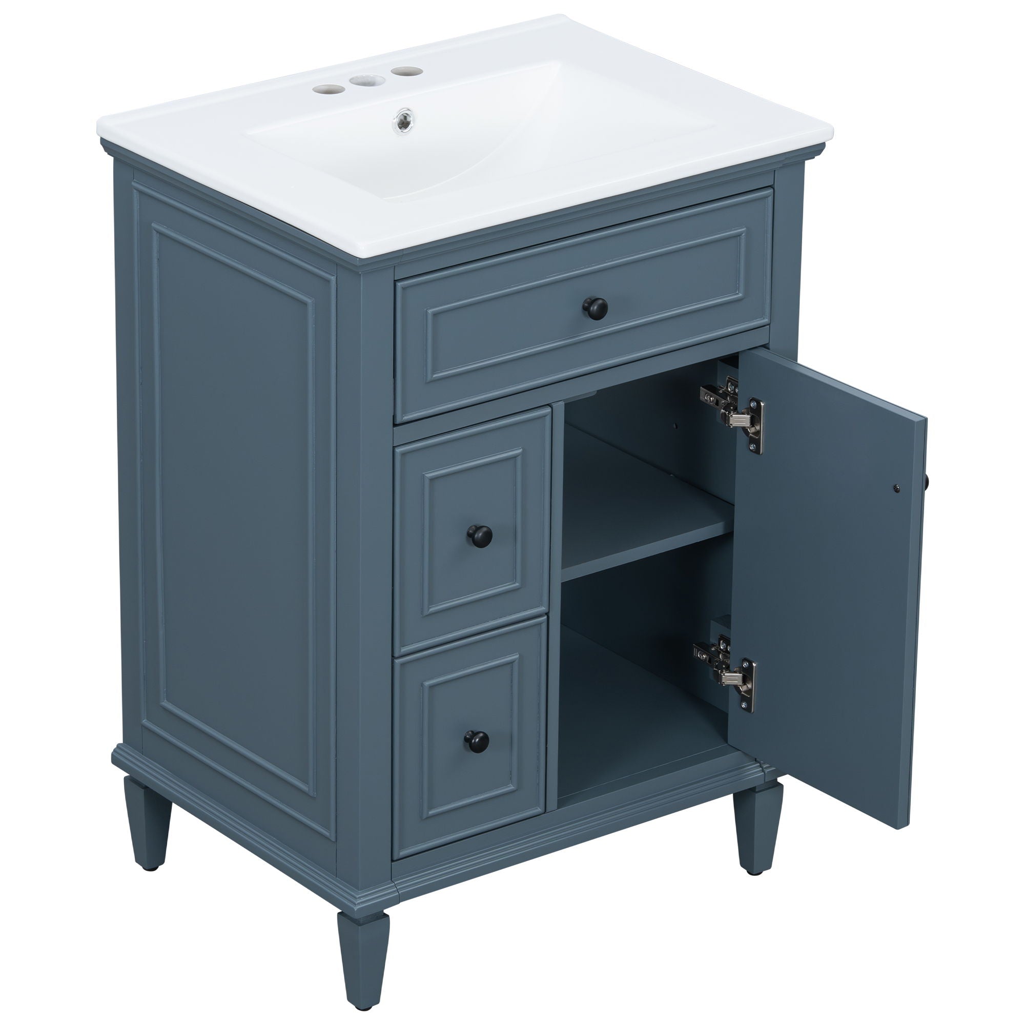 Modern Bathroom Vanity With Sink, Adjustable Shelf, 1 Flip Drawer & 2 Drawers