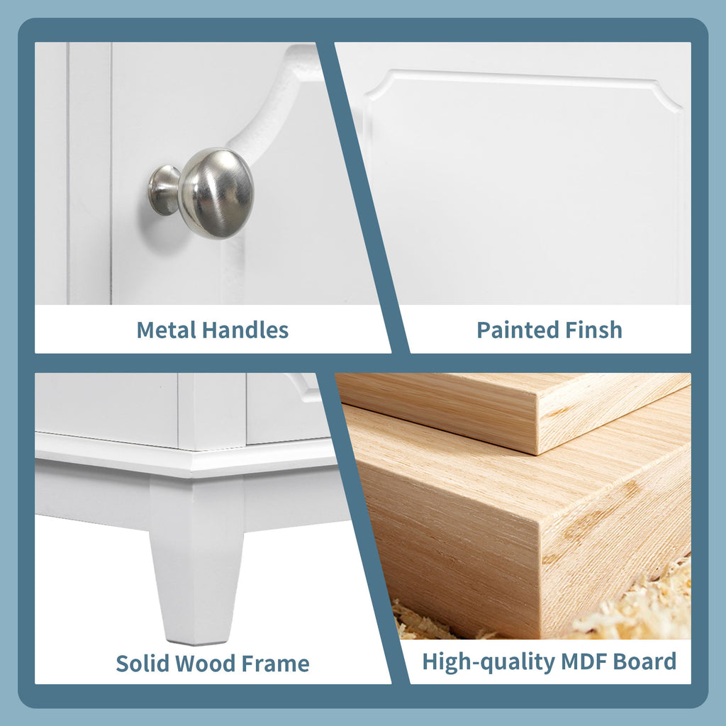 Bathroom Vanity With Sink, Freestanding Vanity Cabinet With Ceramic Basin, Soft Close Door, 3 Drawers