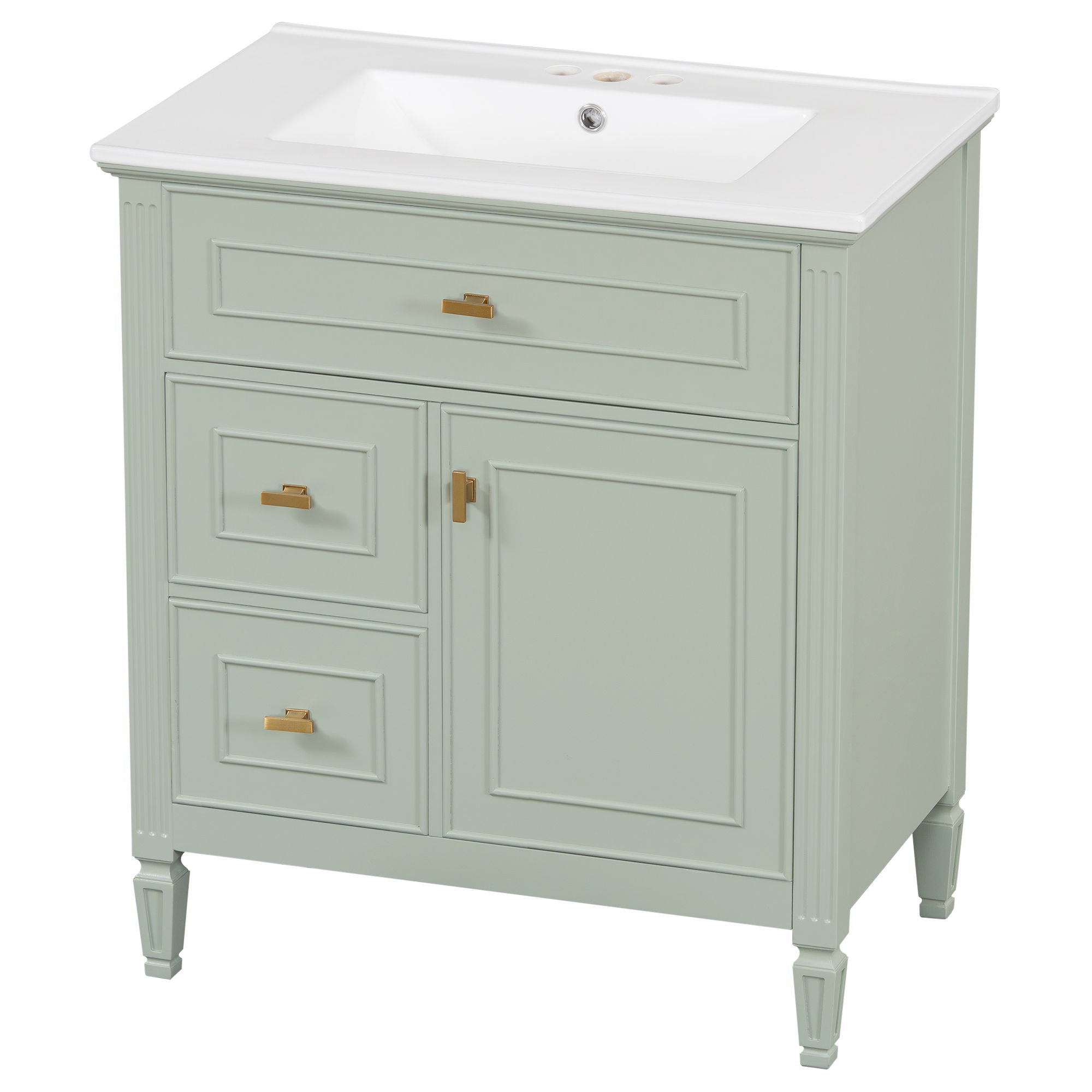 Modern Bathroom Vanity With Sink, 1 Flip Drawer And 2 Drawers, Adjustable Shelf