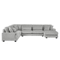 U - Shaped Sectional Sofa With Chaise Lounge, Oversized Living Room Sofa - Gray