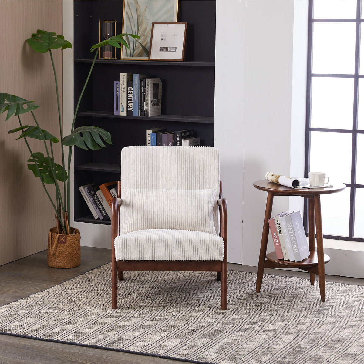 Accent Chair With Pillow And Wood Frame
