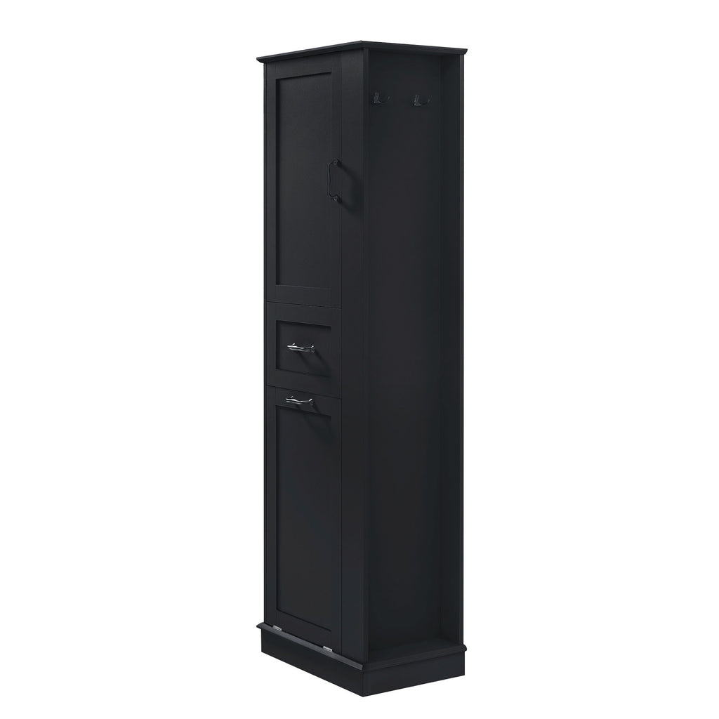 Modern Tall Storage Cabinet With Tilt-Out Compartment, Adjustable Shelves
