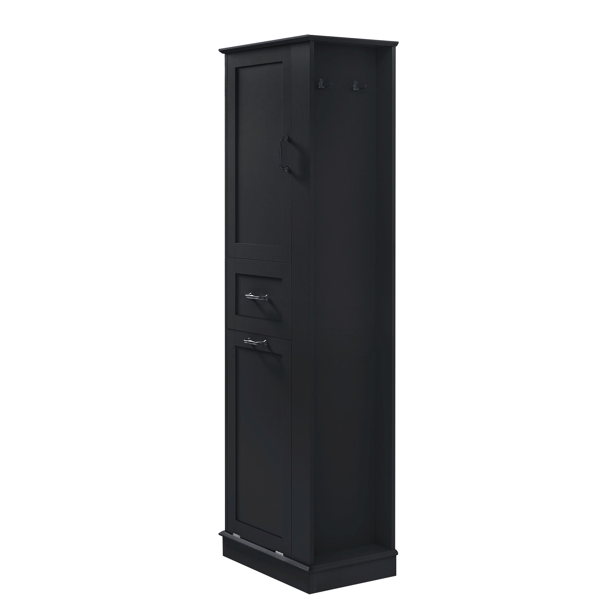 Modern Tall Storage Cabinet With Tilt-Out Compartment, Adjustable Shelves