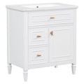Modern Bathroom Vanity With Sink, 1 Flip Drawer And 2 Drawers, Adjustable Shelf