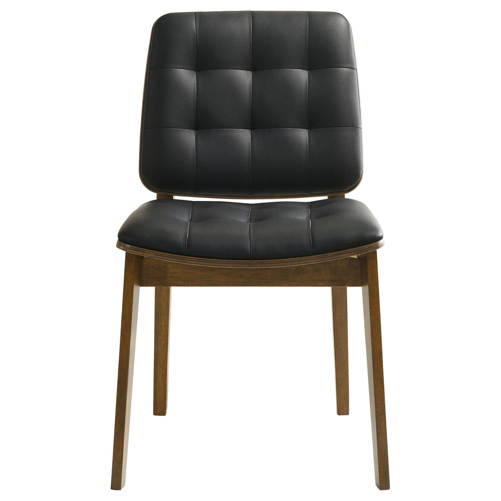 Tufted Back Dining Chairs With Tufted Upholstered Seats And Tapered Legs (Set of 2) - Black