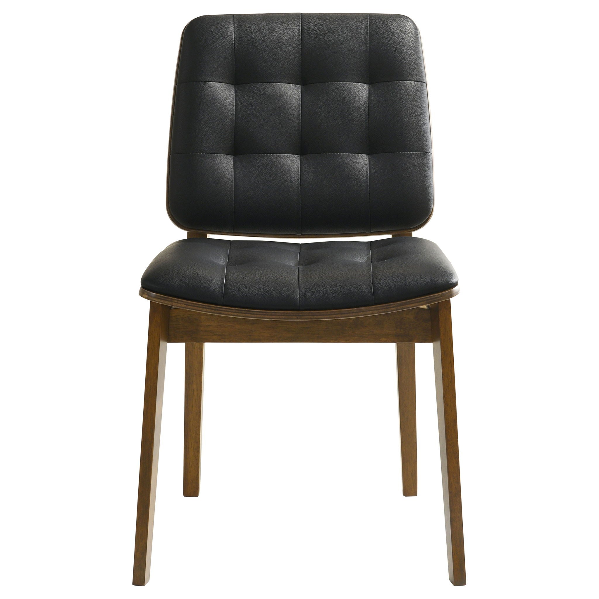 Tufted Back Dining Chairs With Tufted Upholstered Seats And Tapered Legs (Set of 2) - Black