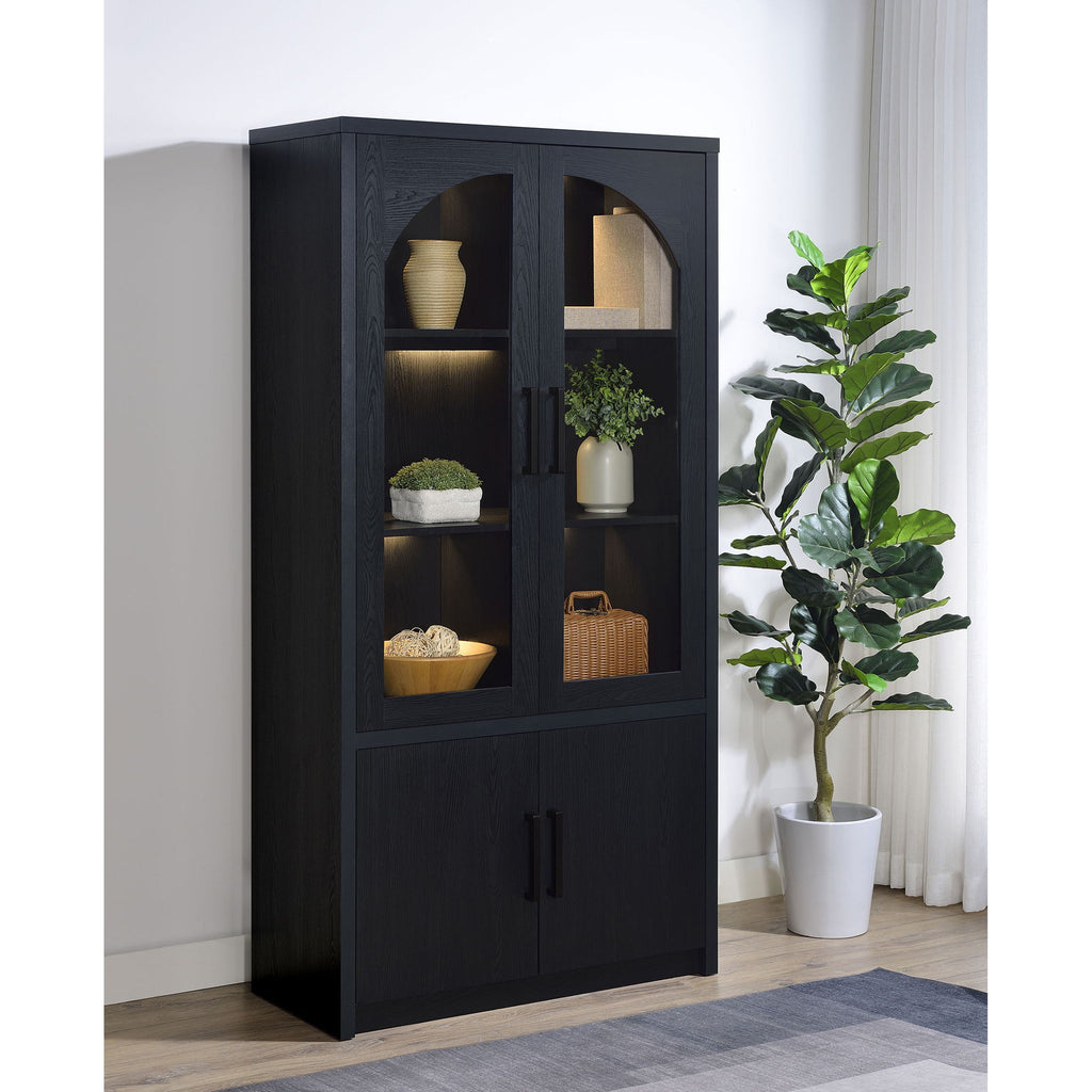 Shayne - 4 Door Display Cabinet With LED Lighting - Black