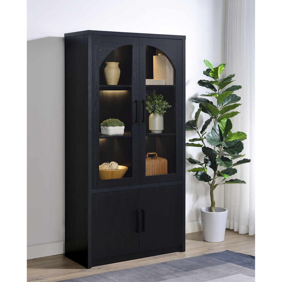 Shayne - 4 Door Display Cabinet With LED Lighting - Black