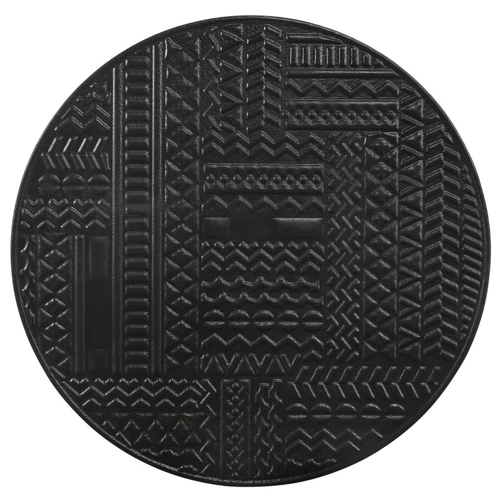 2 Piece Nesting Table With Embossed Tops And Base - Black