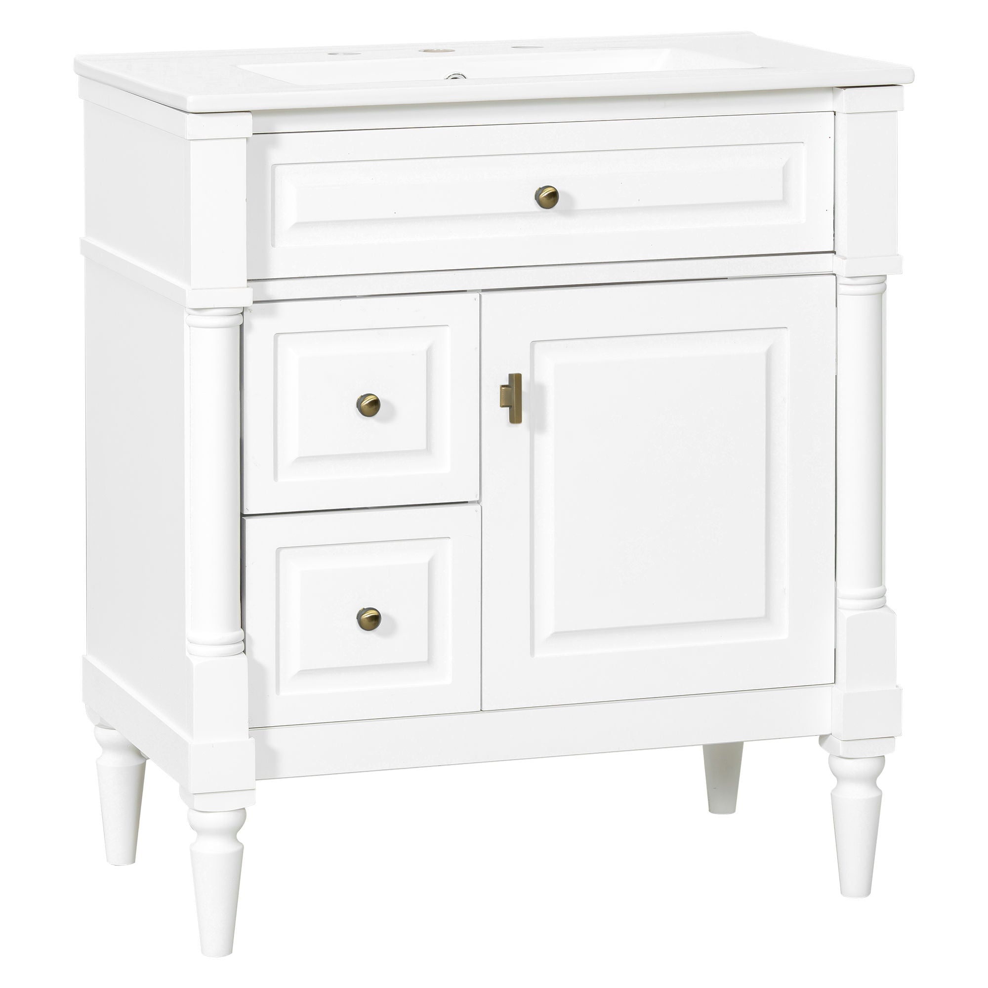 Modern Bathroom Vanity With Sink, Freestanding Cabinet With Flip Drawer & Adjustable Shelf