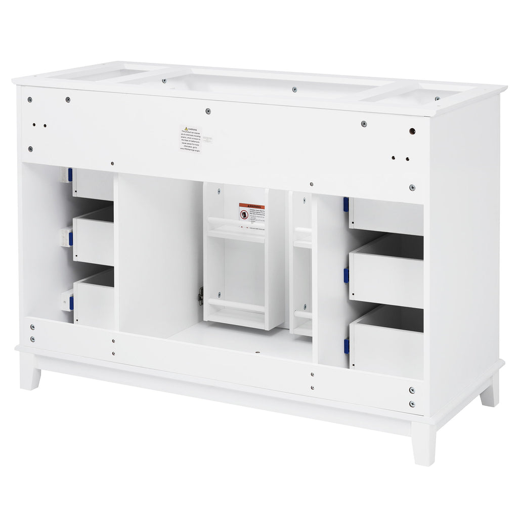 Bathroom Vanity Cabinet Only, 6 Soft Close Drawers & Double Doors - White