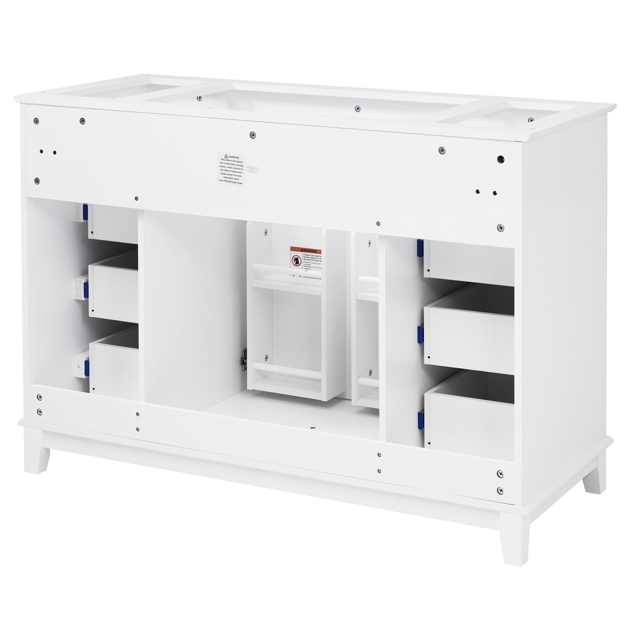 Bathroom Vanity Cabinet Only, 6 Soft Close Drawers & Double Doors - White