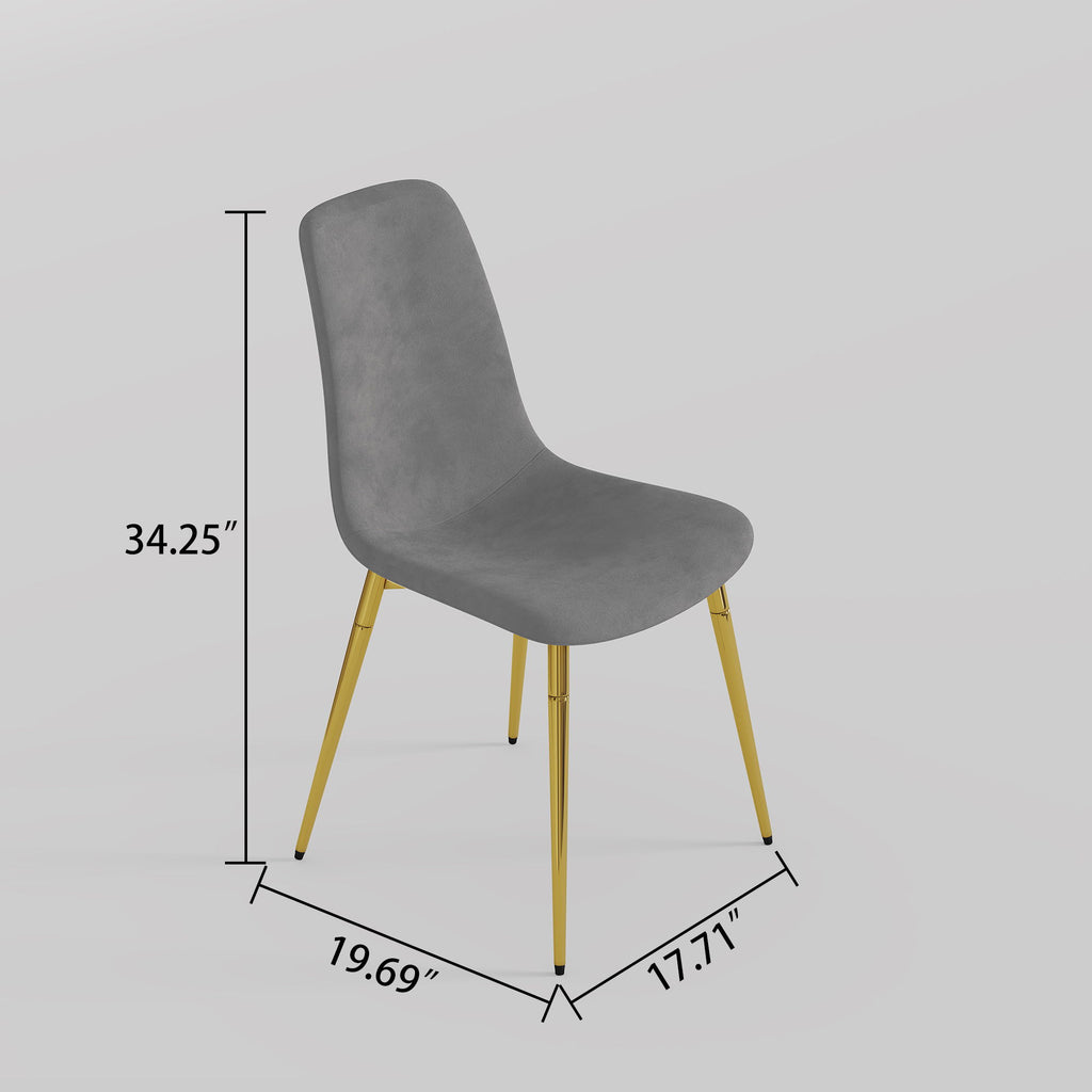 Fabric Dining Chairs, Upholstered Armless Accent Chairs, Classical Appearance And Metal Legs (Set of 4)