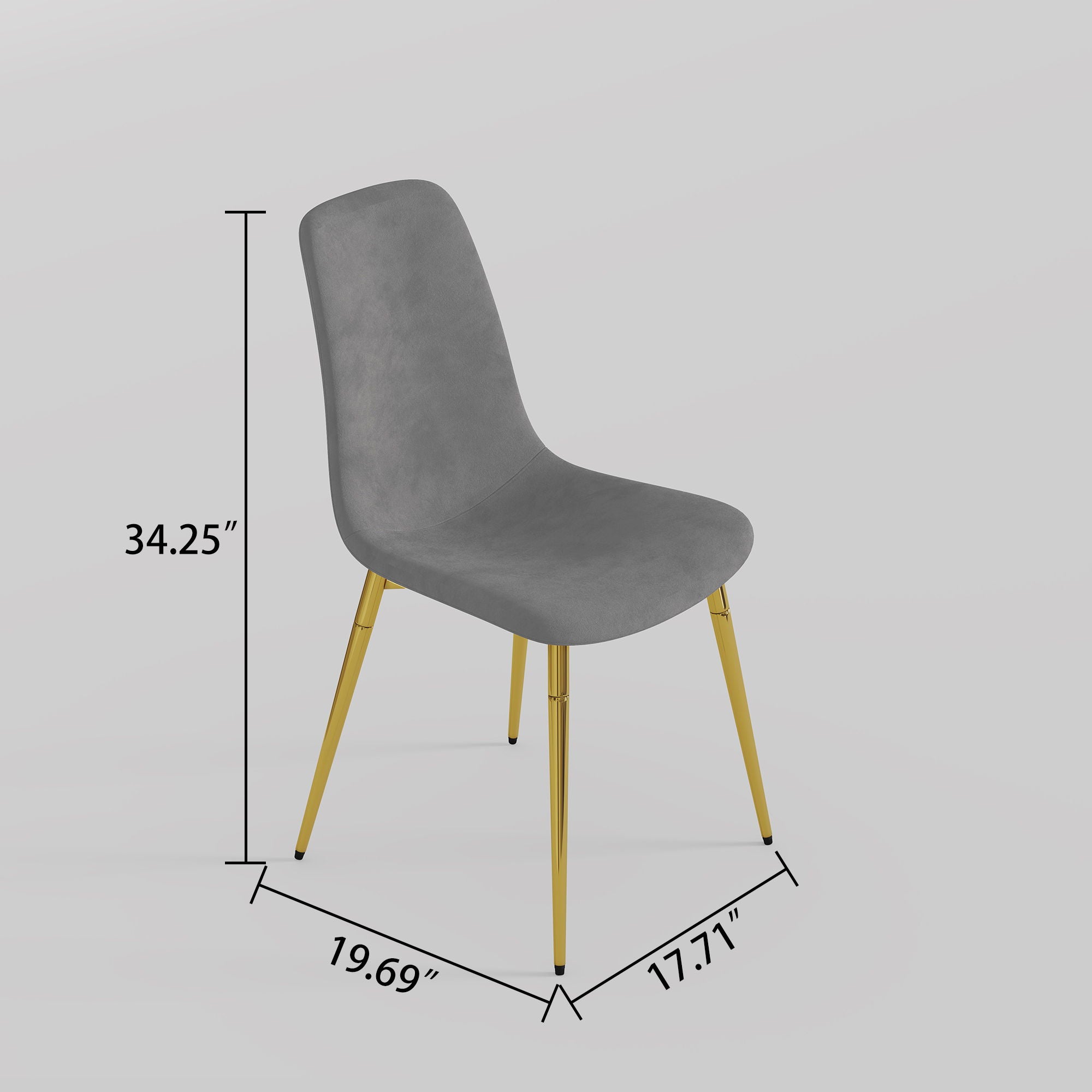 Fabric Dining Chairs, Upholstered Armless Accent Chairs, Classical Appearance And Metal Legs (Set of 4)