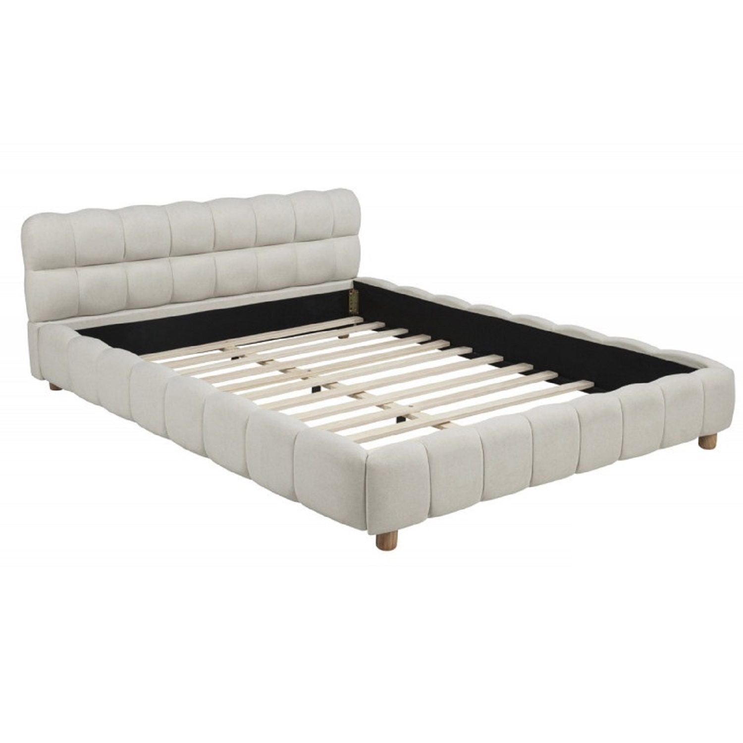 Queen Size Upholstered Platform Bed Frame - Beige
