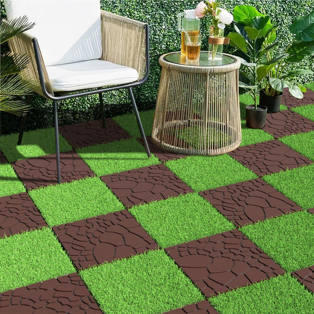 Stone Texture Patio Deck Tiles, 44 Pieces