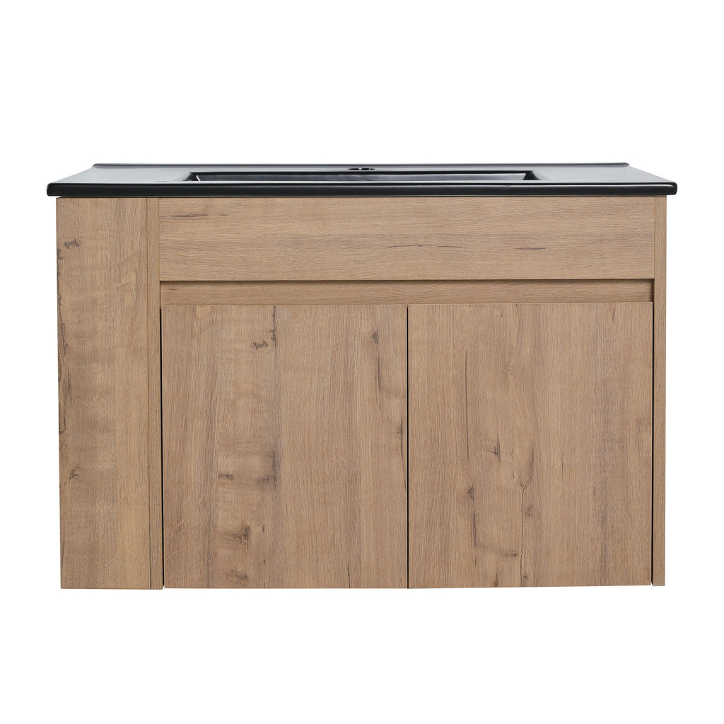 Wall Mounted Bathroom Vanity With Basin And Adjustable Open Shelf