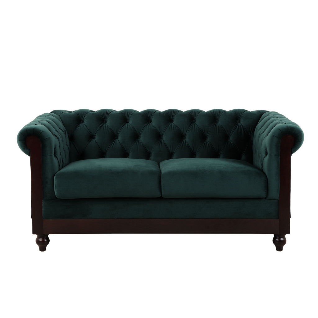 Chesterfield Loveseat Sofa, 2 Person Rolled Arm Upholstered Couch
