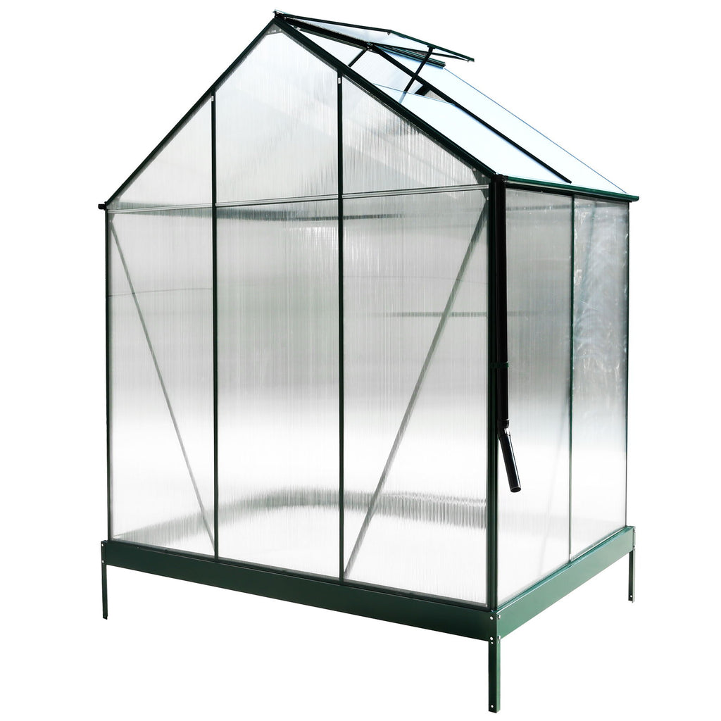 Polycarbonate house, Heavy Duty Outdoor Aluminum Walk-In House Kit With Rain Gutter, Vent And Door For Backyard Garden