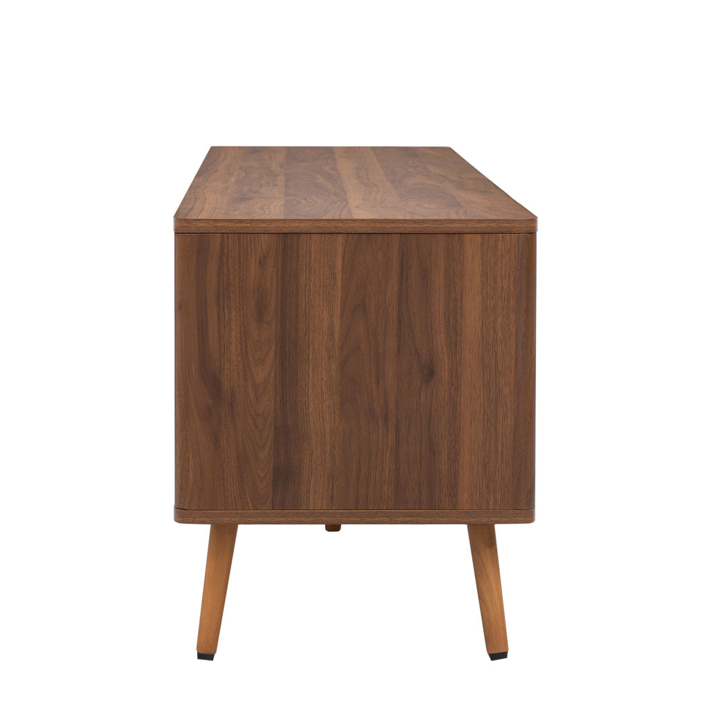 TV Stand With 2 Drawers, Media Console Table For TVs Up To 80'' For Living Room - Walnut
