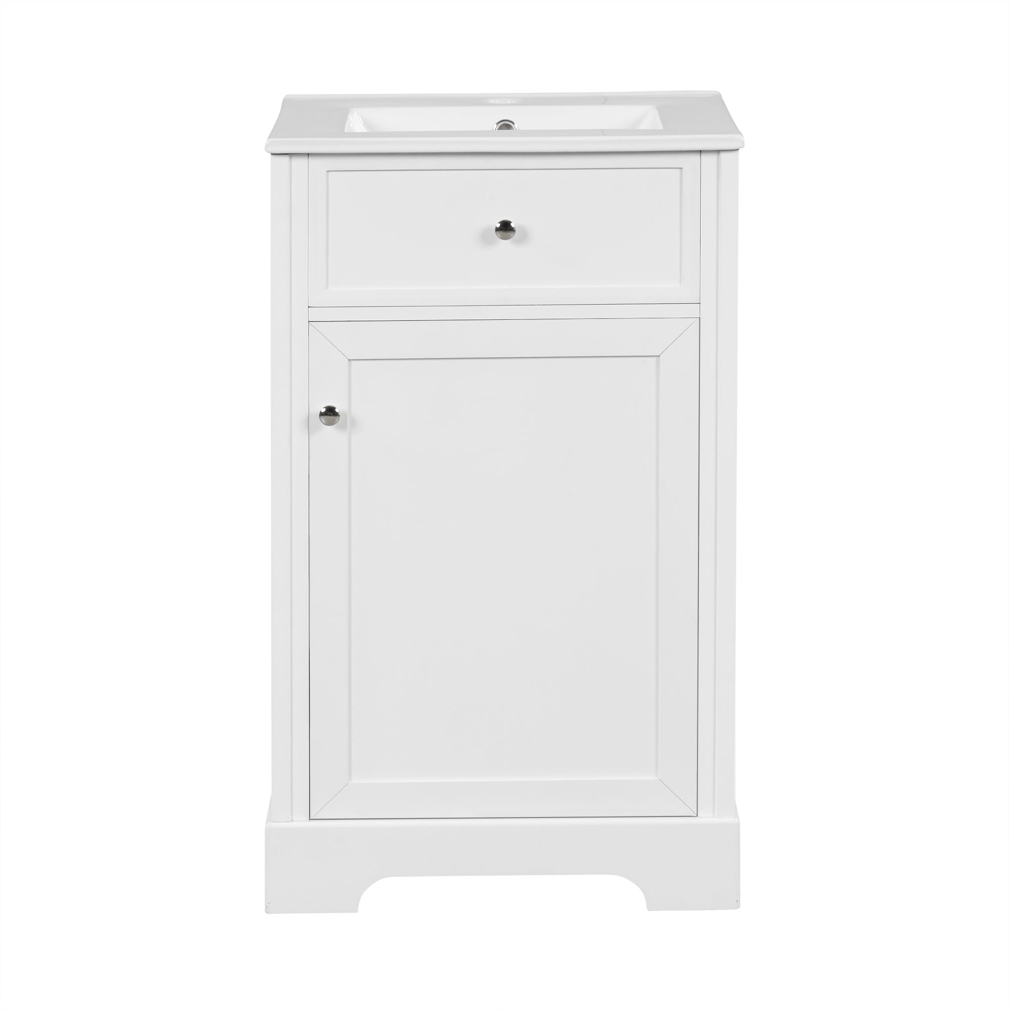 20" Bathroom Vanity With Sink, Soft Closing Cabinet Door, Adjustable Shelf & Storage Rack - White