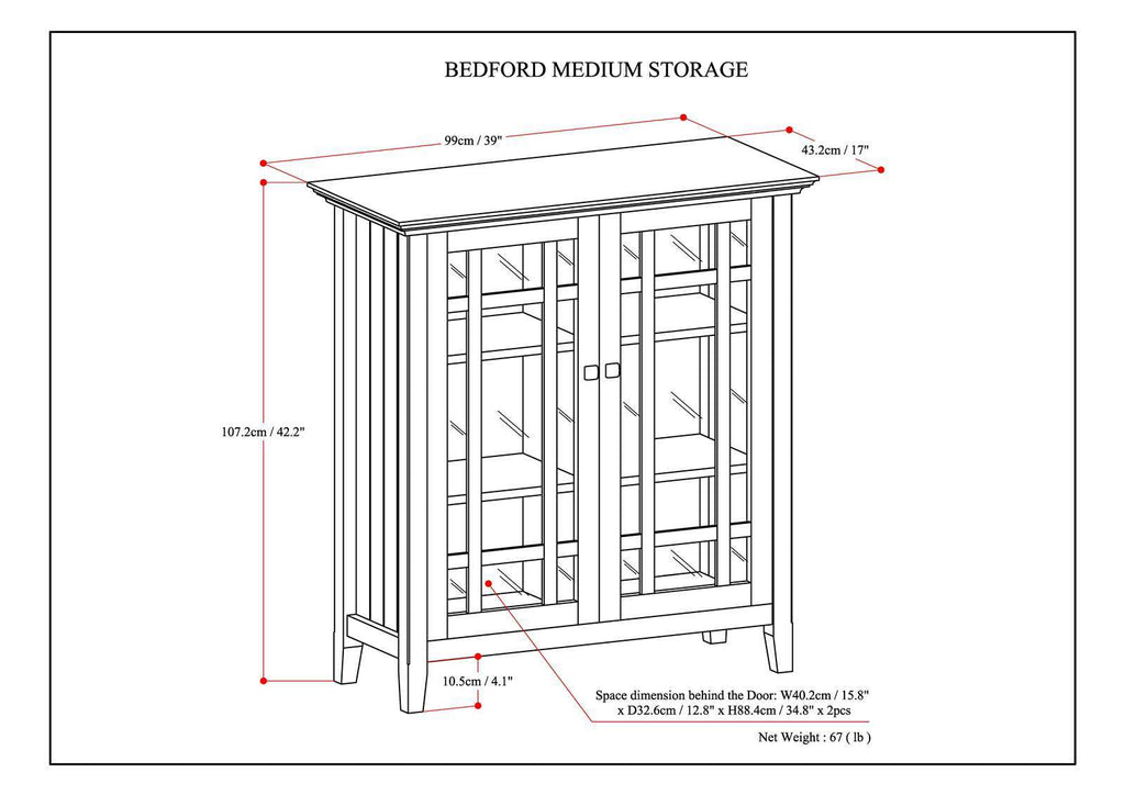 Bedford - Medium Storage Cabinet - Dark Brown