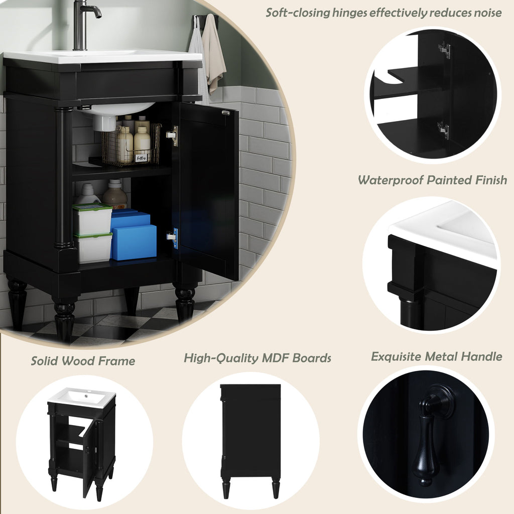 Bathroom Vanity With Sink, Storage Cabinet With Door, Drop In Sink, Compact Freestanding Design