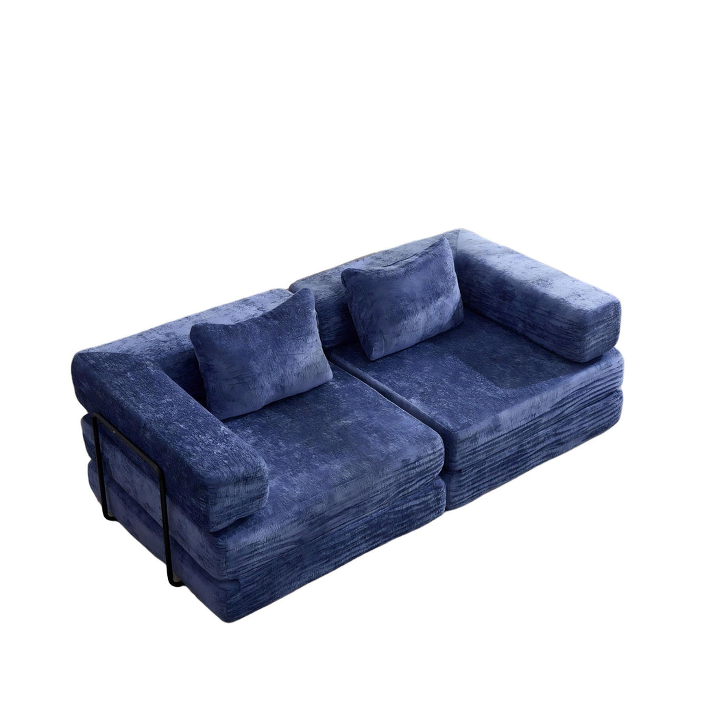 Convertible Floor Sofa Bed With Pillow Back Support Armrest
