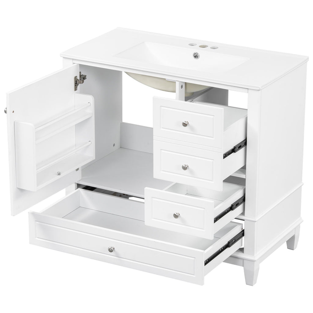 Modern Bathroom Vanity With Sink, 3 Drawers & Cabinet