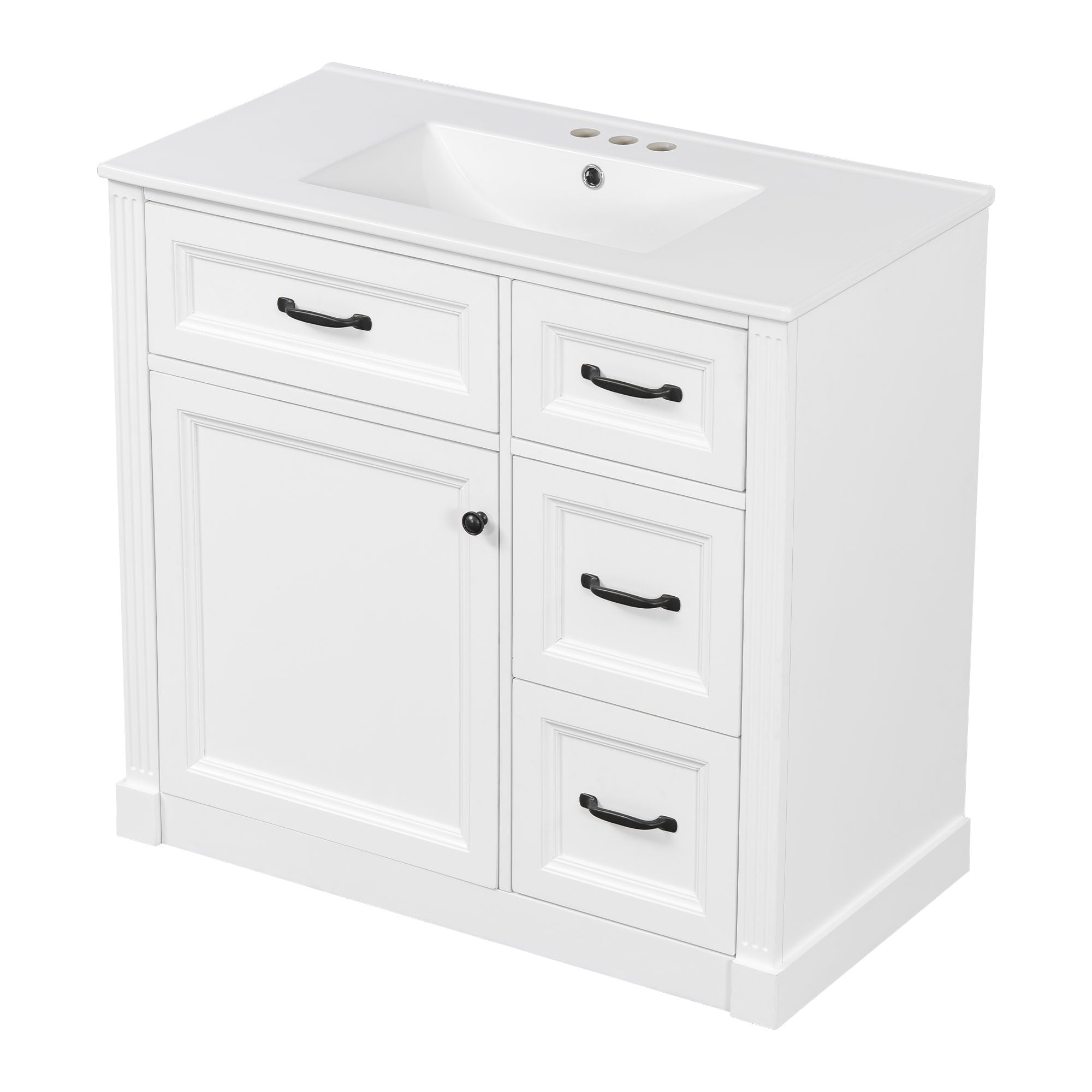 Modern Bathroom Vanity With Sink, 4 Drawers, Soft-Close Door, Adjustable Shelf