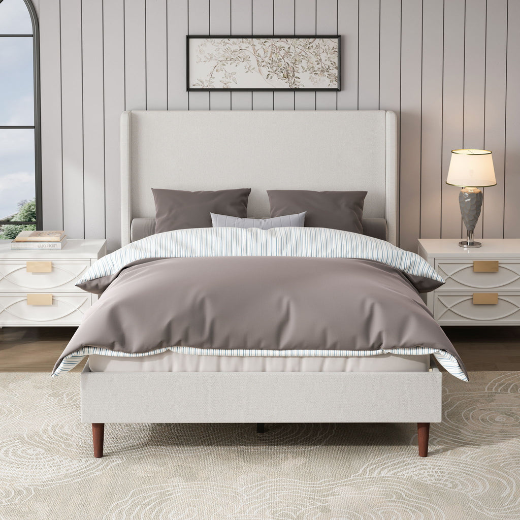 Upholstered Bed & High Headboard Design