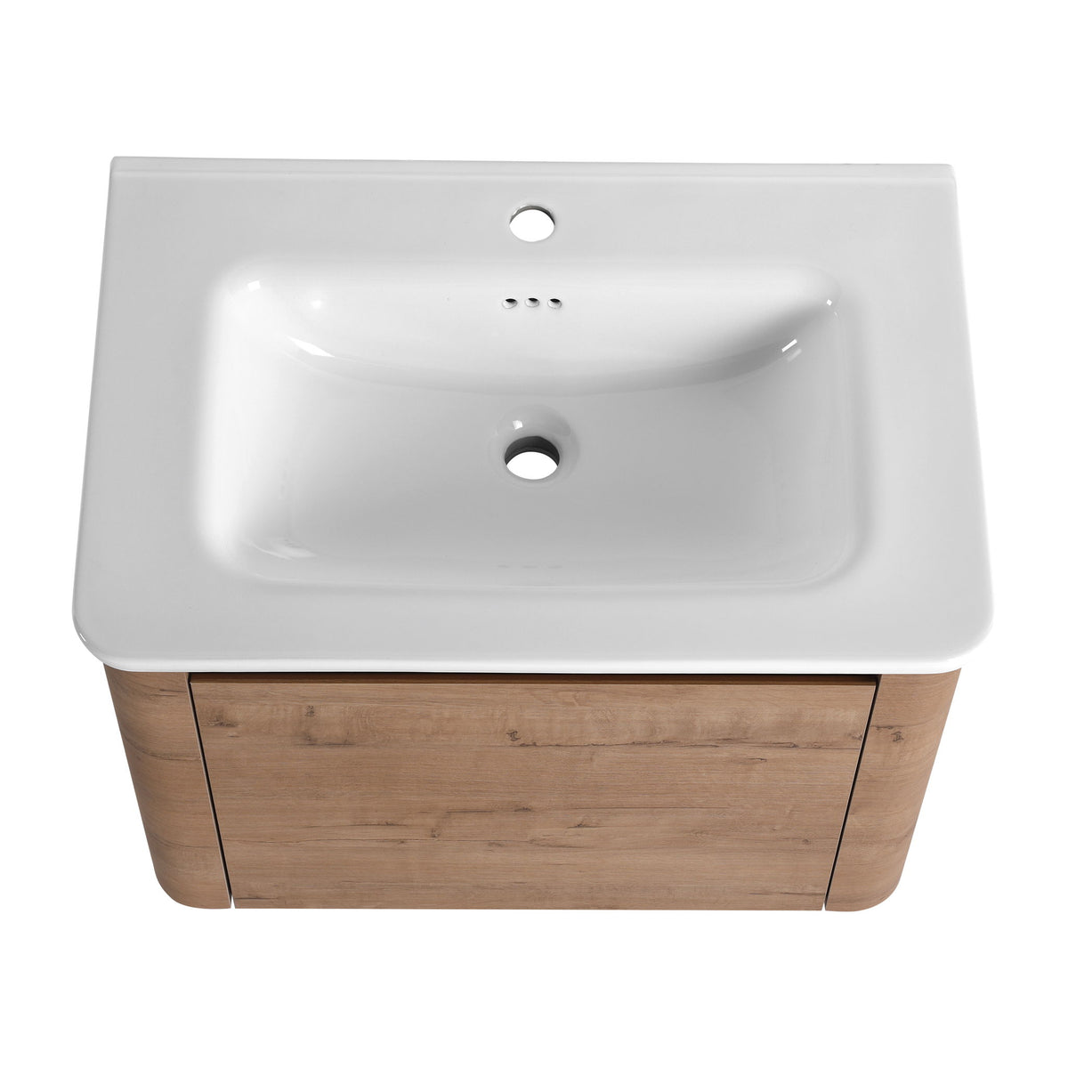 Wall Mounted Bathroom Vanity With Sink, Storage Shelves & Soft Close Door