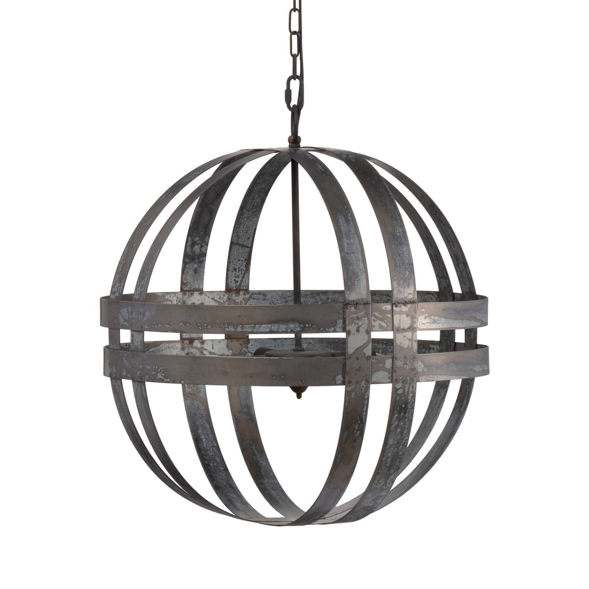 4 Light Galvanized Chandelier, Hanging Light Fixture With Adjustable Chain For Kitchen, Bulb Not Included - Gray