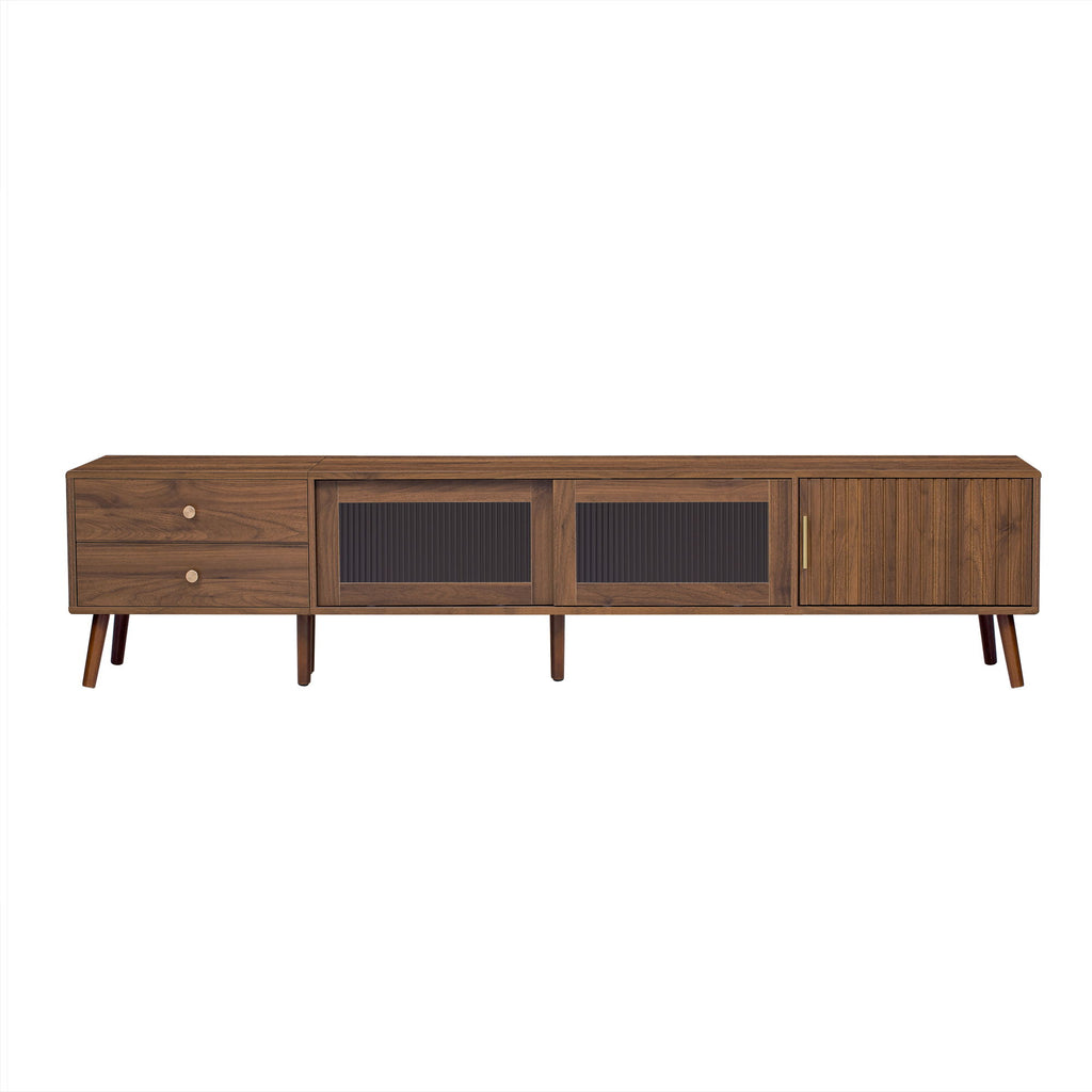 76" TV Stand, Entertainment Center With Storage Cabinets, TV Media Console Table For Living Room - Natural