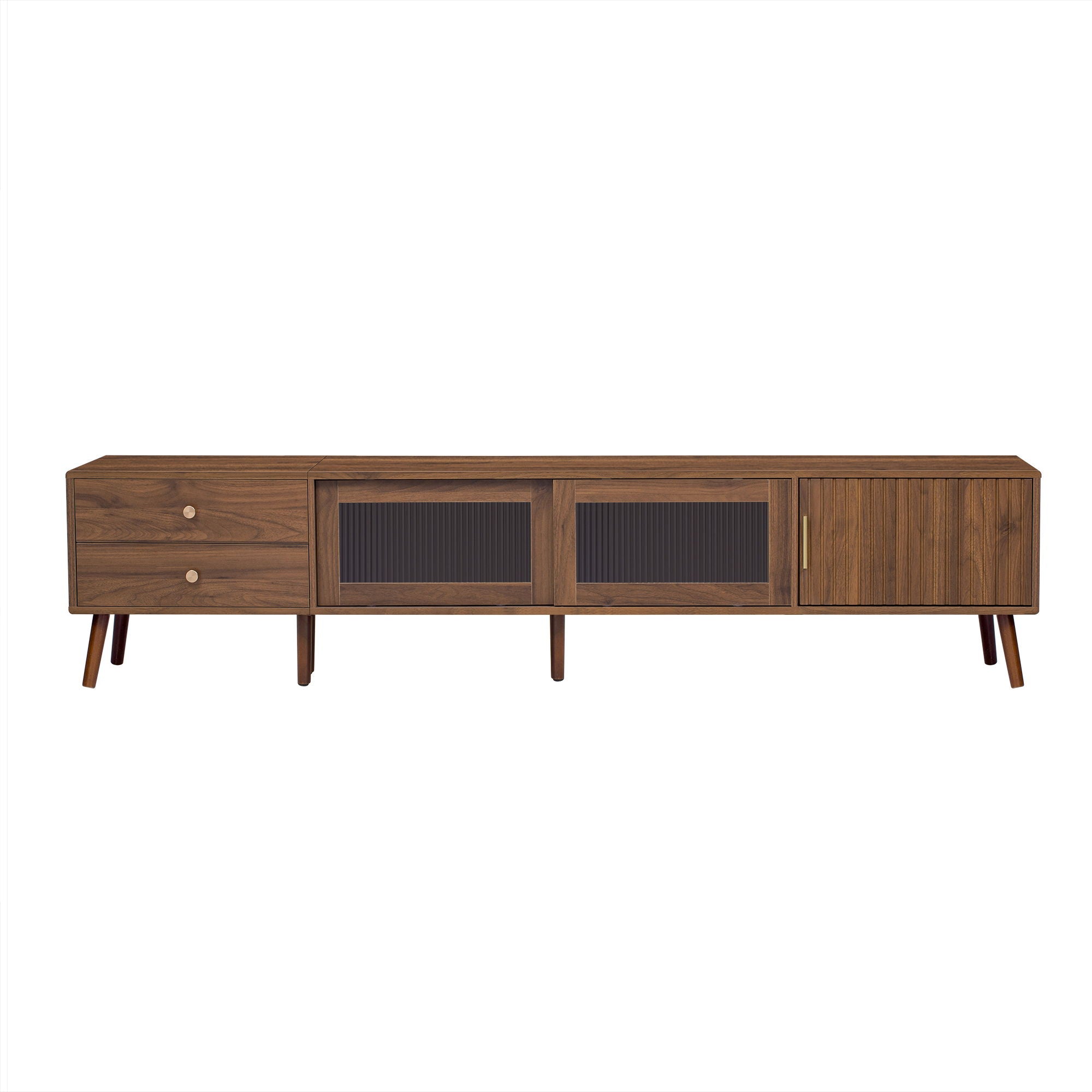76" TV Stand, Entertainment Center With Storage Cabinets, TV Media Console Table For Living Room - Natural