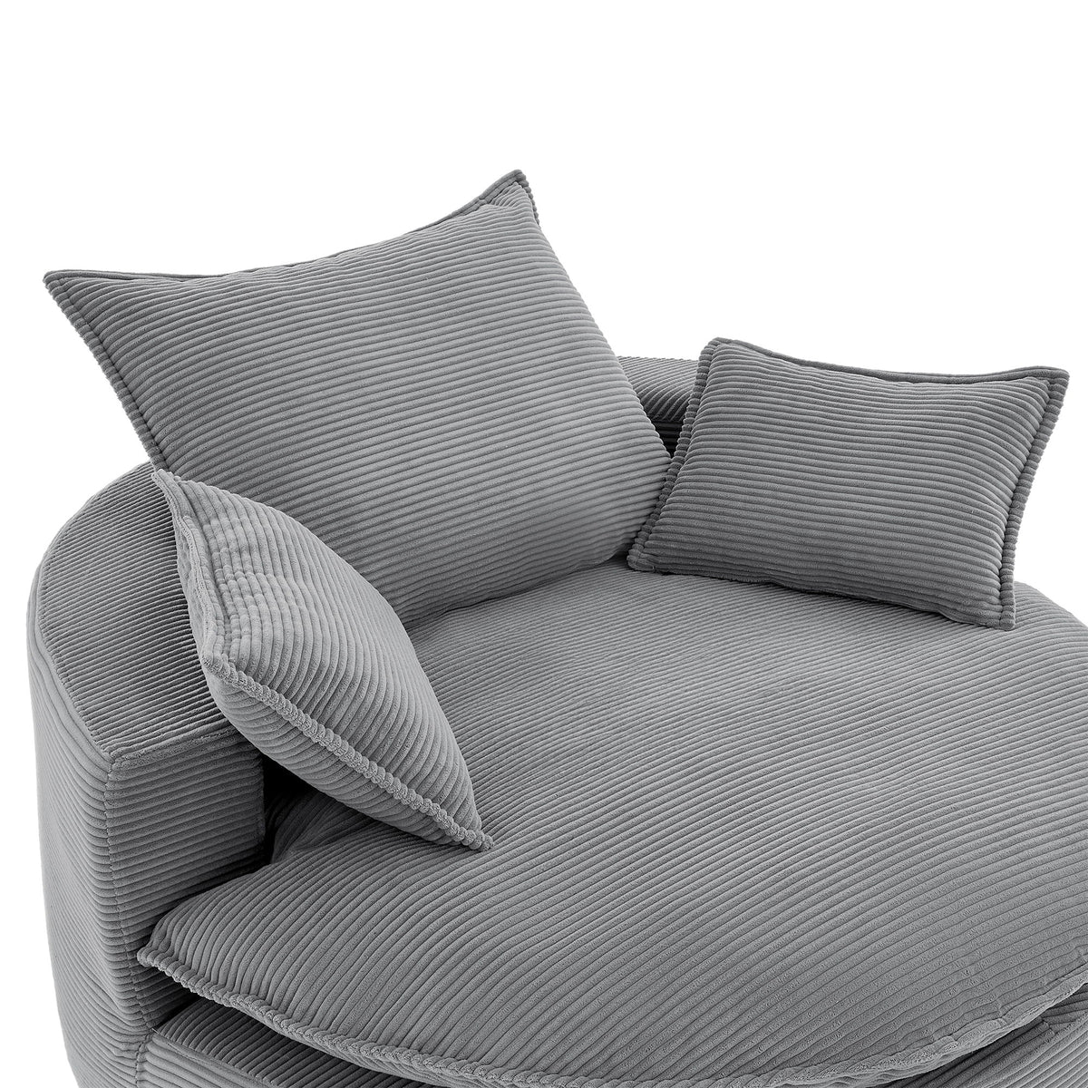 360° Swivel Accent Barrel Chair With Dual Layer Cushion And 3 Removable Pillows