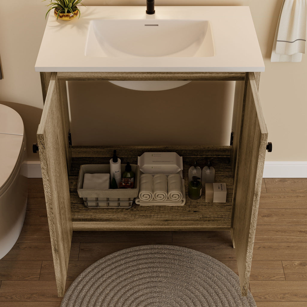 Folding Floor Cabinet With Sink - Antique Gray