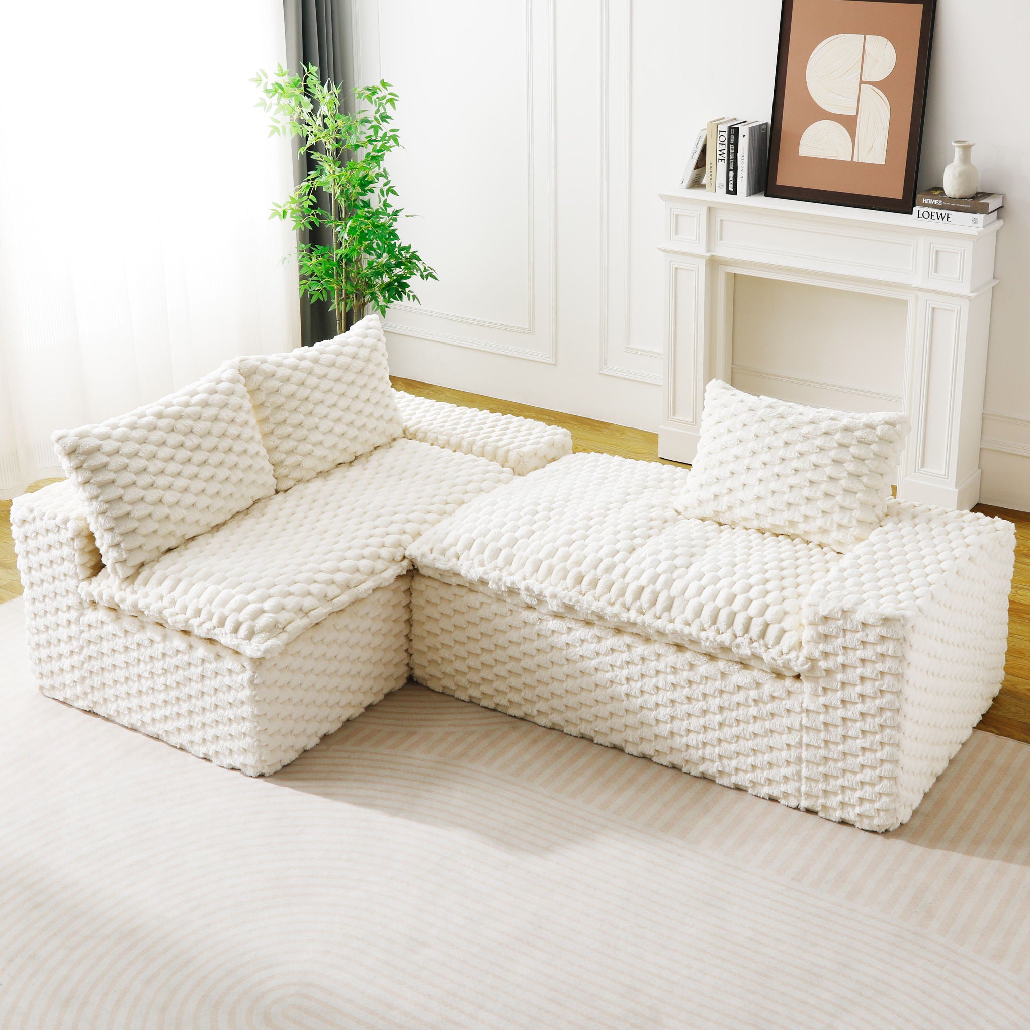 Modular Sofa, Convertible Twin Seat With Chaise Lounge
