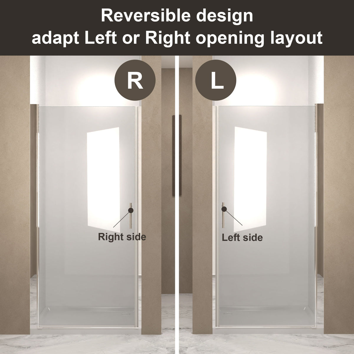 Shower Door With Explosion Proof Safety Film - Brushed Nickel