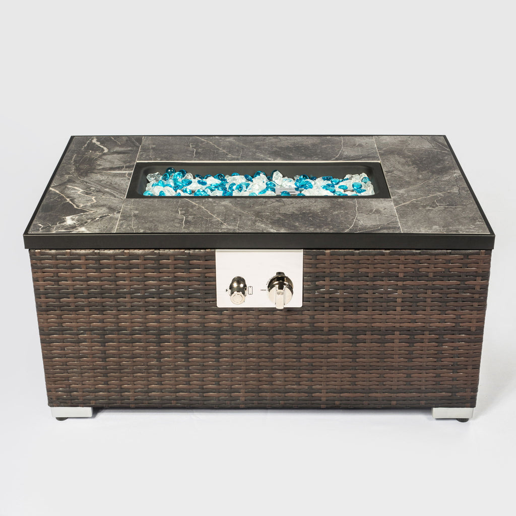 Outdoor Propane Fire Pit Table - Brown