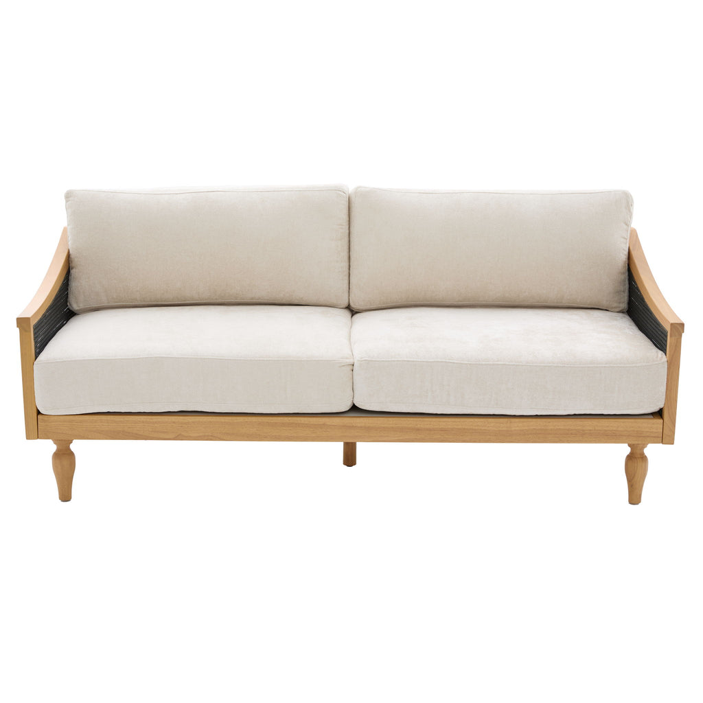 3 Seater Sofa With Rattan Armrests
