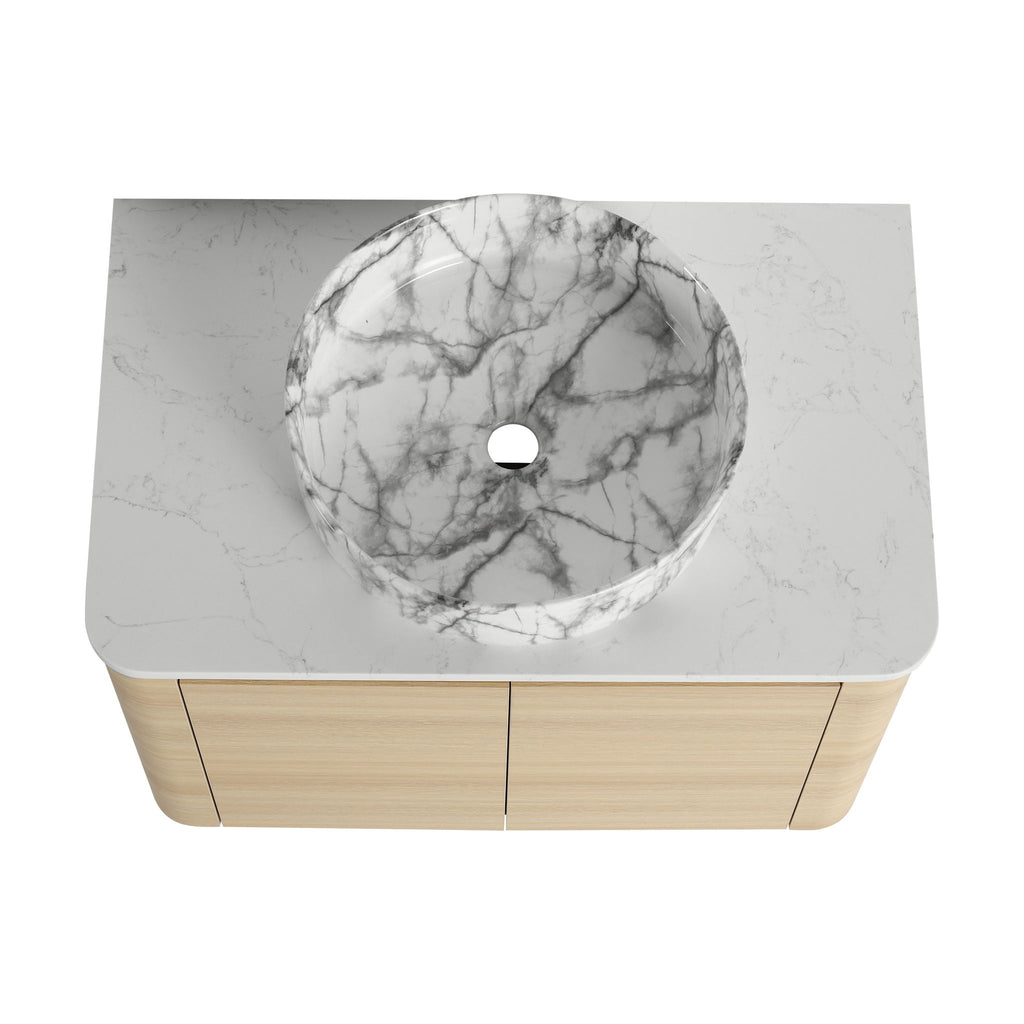 Mounted Bathroom Vanity & Art Sink & 2 Soft Close Doors