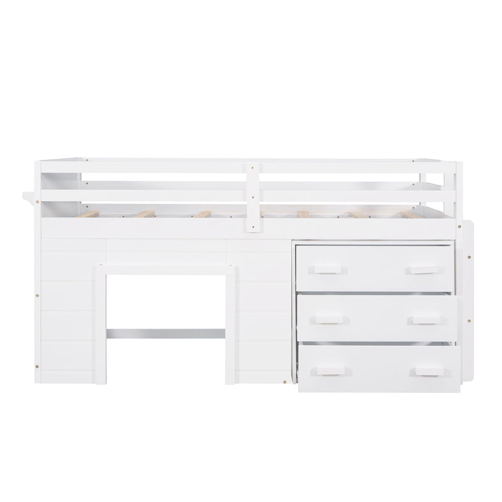 Loft Bed With Cabinet And Shelf
