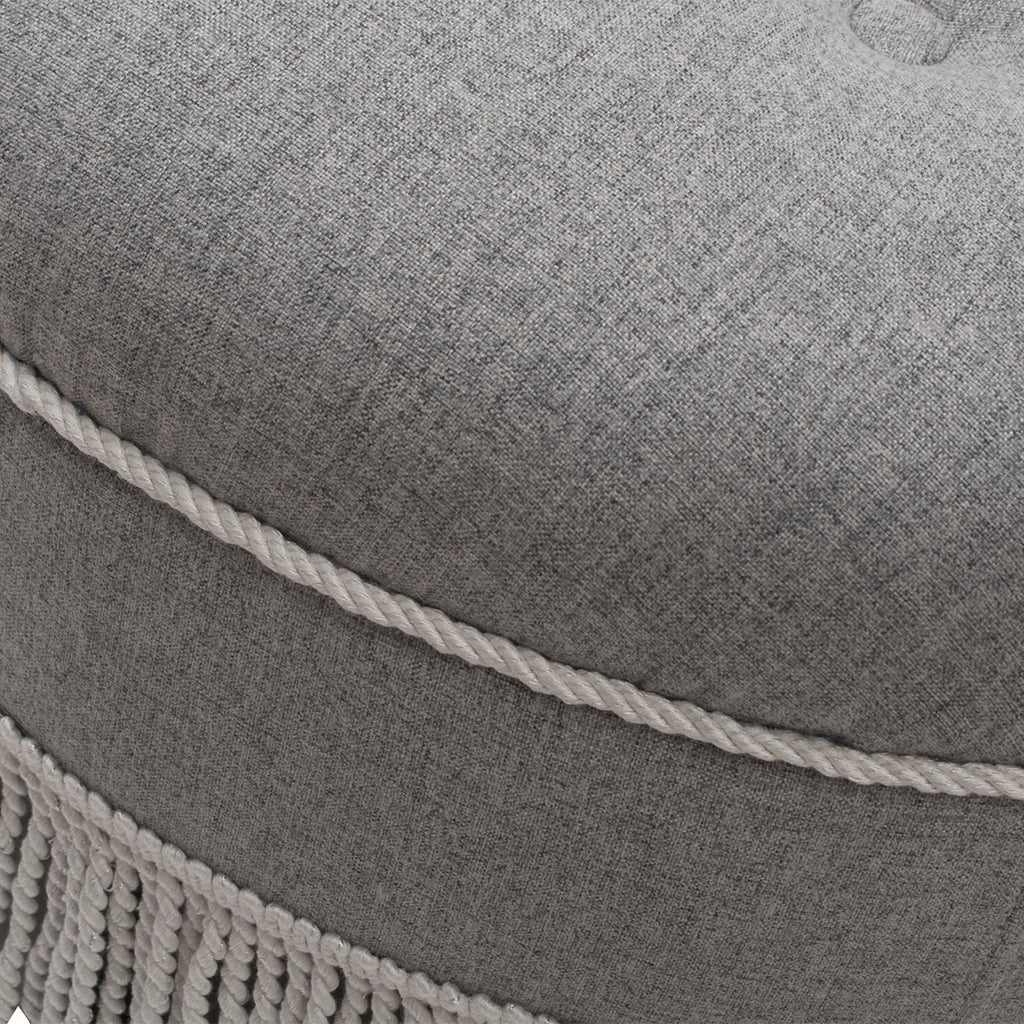 Yolanda - Round Upholstered Accent Ottoman - Gray