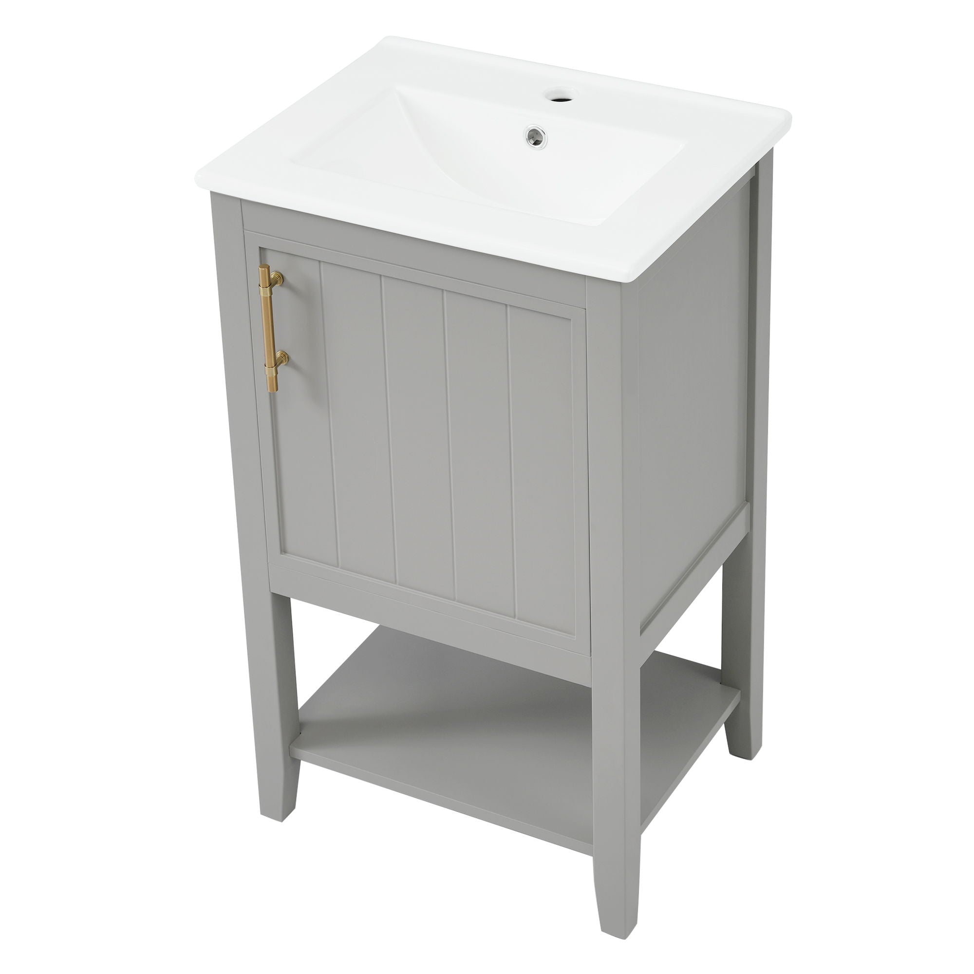Modern Bathroom Vanity With Sink, Soft-Closing Door And Open Shelf