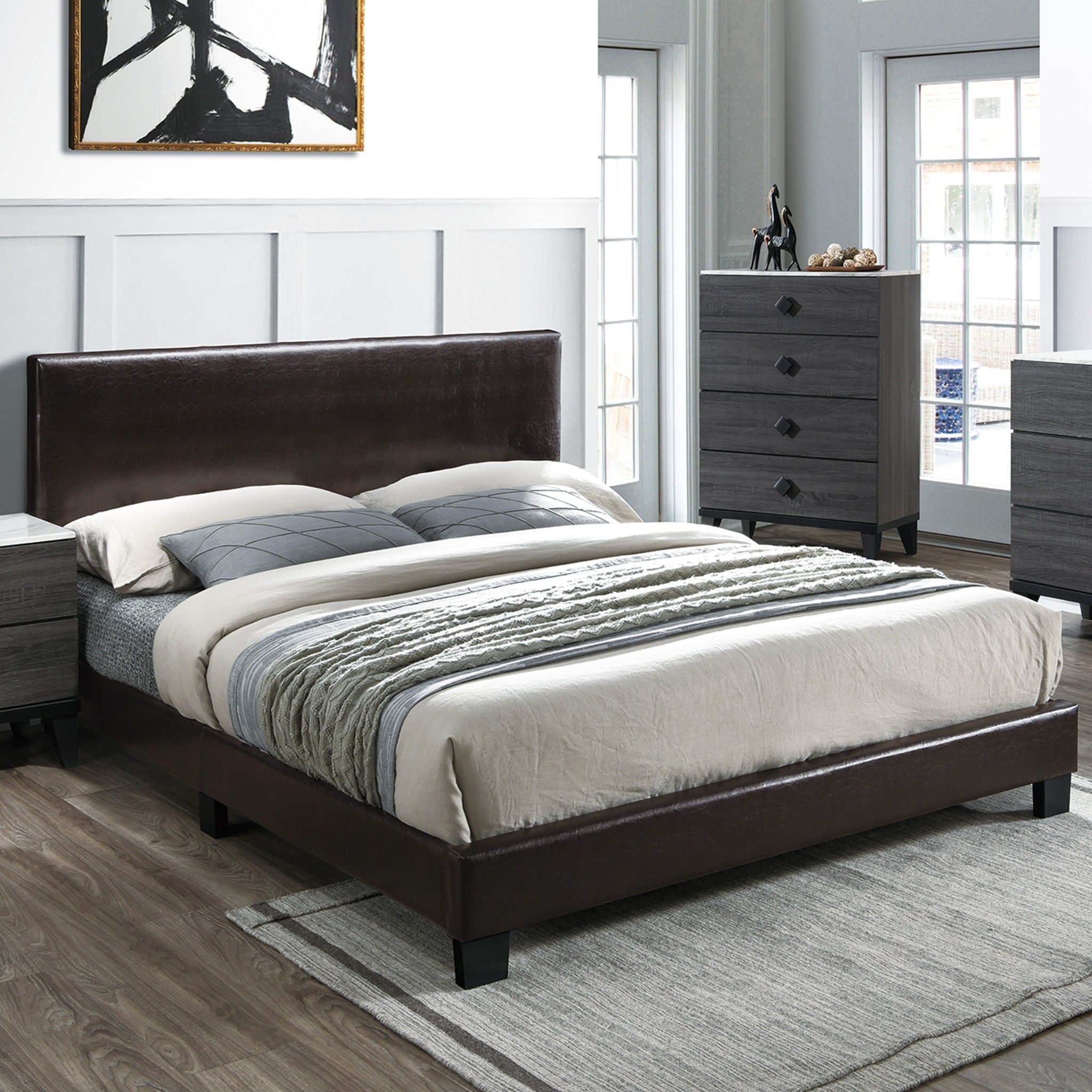 Upholstered Bed With Adjustable Headboard