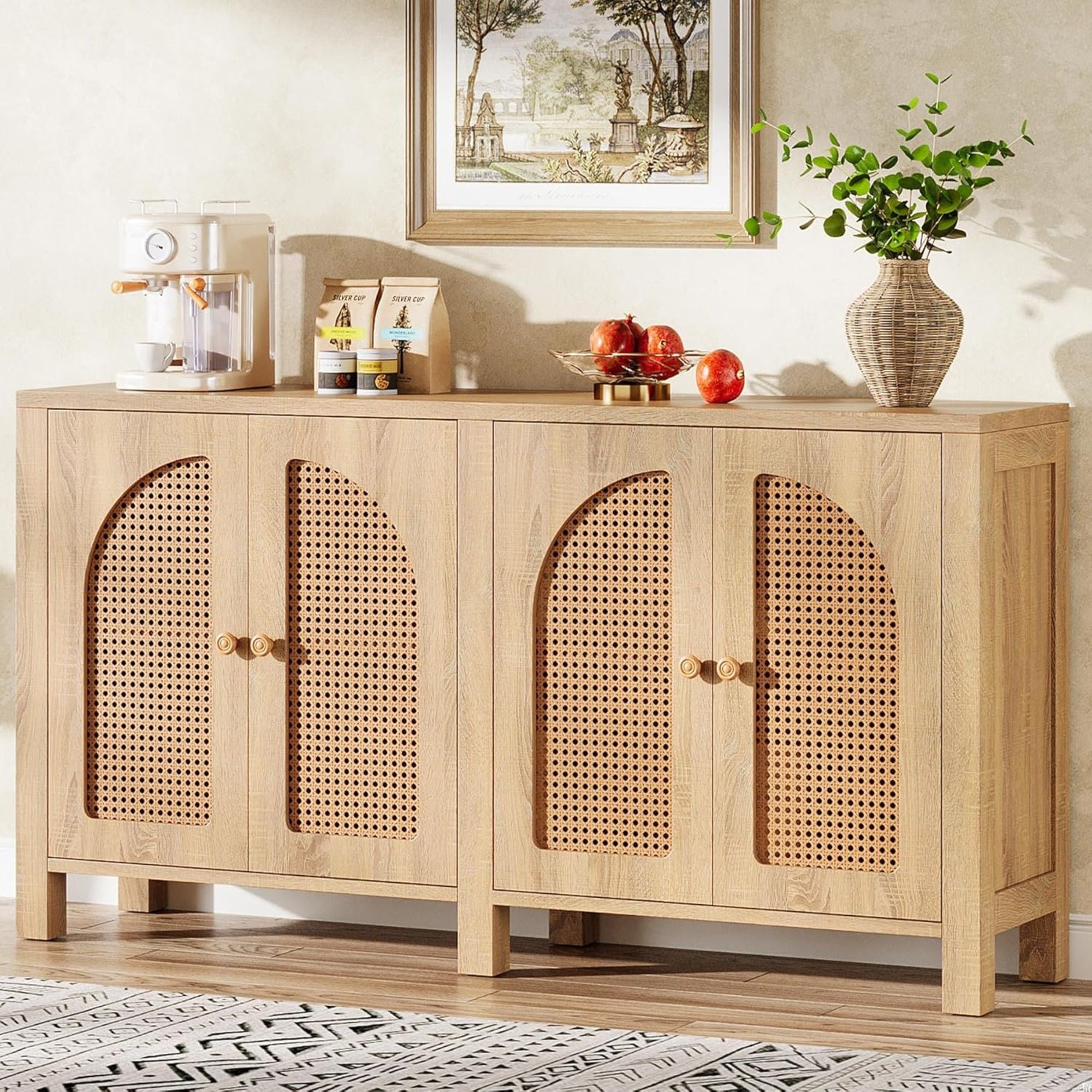 Buffet Sideboard Cabinet With 4 Doors, Console For Living Room - Natural